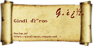 Gindl Áron névjegykártya